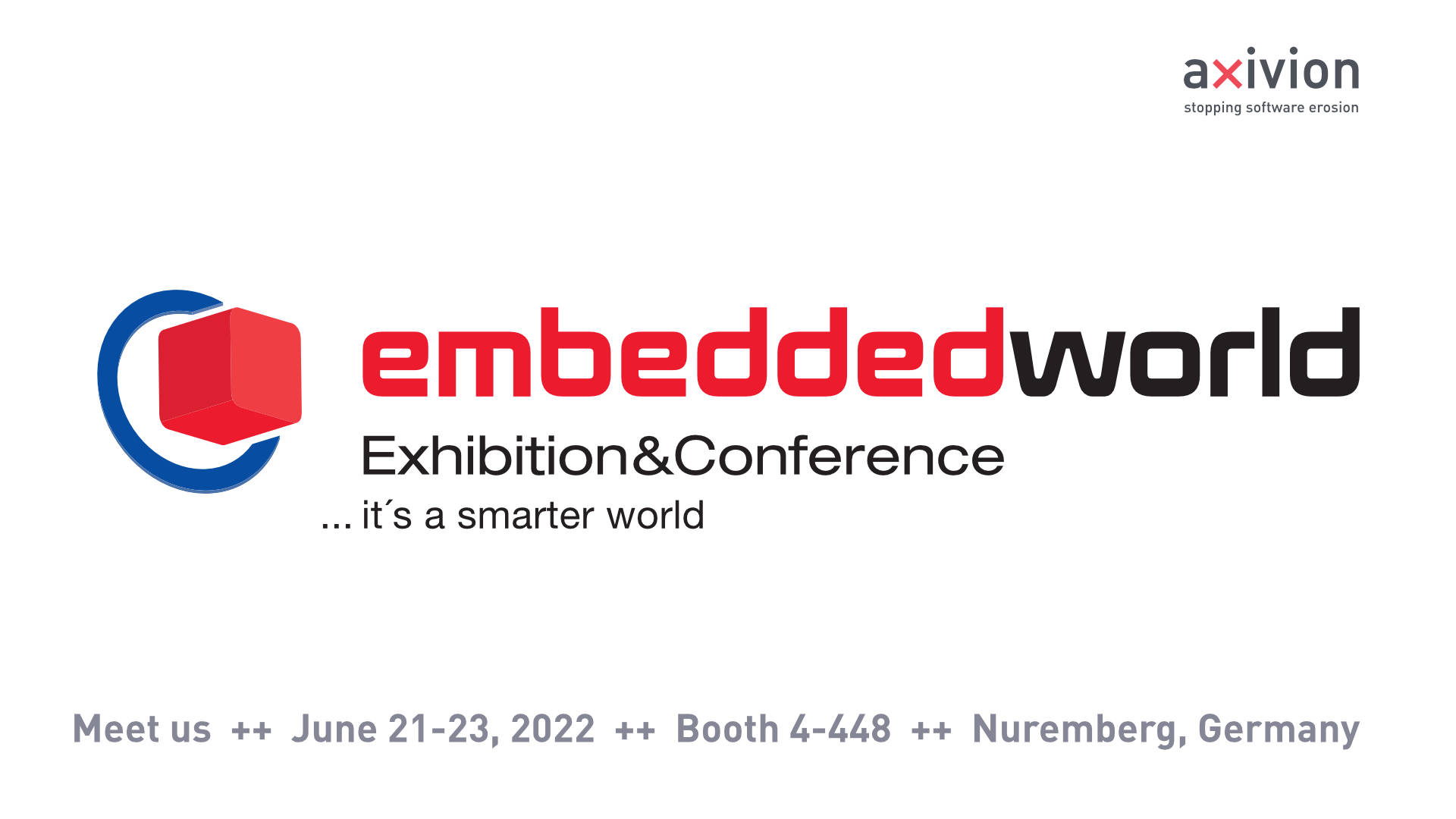 Meet Axivion at Embedded World 2022 in Nuremburg, Germany on 21-23 June, 2022